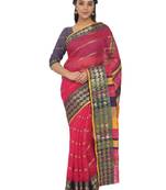 Pink Woven Cotton
 Saree With Blouse