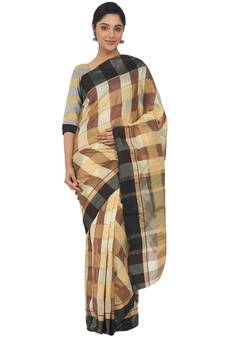Yellow Woven Cotton Silk
 Saree With Blouse