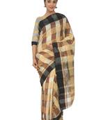 Yellow Woven Cotton Silk
 Saree With Blouse