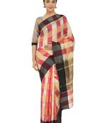 Pink Woven Cotton Silk
 Saree With Blouse