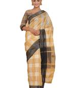Peach Woven Cotton Silk
 Saree With Blouse