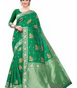 Green Woven Cotton Silk Saree With Blouse