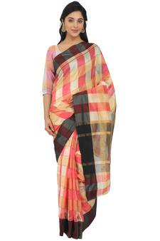 Baby Pink Woven Cotton Silk
 Saree With Blouse