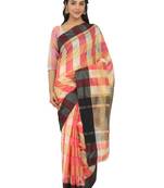 Baby Pink Woven Cotton Silk
 Saree With Blouse