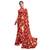 Red printed pure chiffon saree with blouse