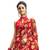 Red printed pure chiffon saree with blouse