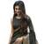Black printed pure cotton saree with blouse