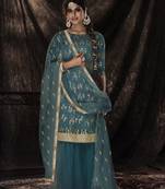 Dark Firozi Color Salwar kameez With Soft Net Dupatta Set