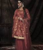 Dark Orange Color Sequins Work Salwar kameez With Dupatta