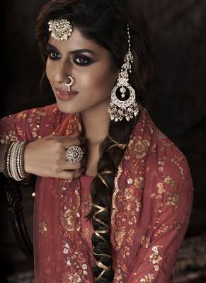 Dark Orange Color Sequins Work Salwar kameez With Dupatta 2