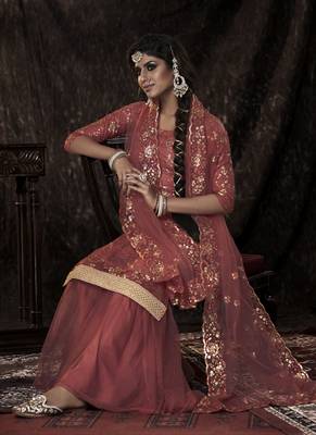 Dark Orange Color Sequins Work Salwar kameez With Dupatta 3