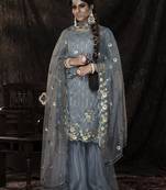 Grey Color Sequins Work salwar Kameez With Dupatta