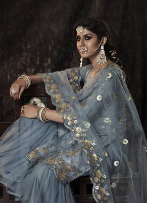 Grey Color Sequins Work salwar Kameez With Dupatta 3