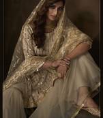 Dusky Beige Color Sequins & Zari Work Salwar Kameez Dupatta Set