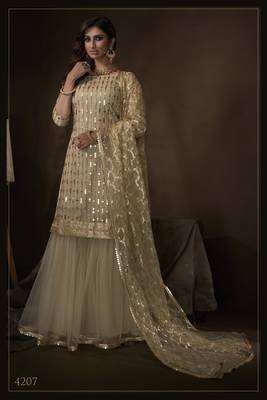Dusky Beige Color Sequins & Zari Work Salwar Kameez Dupatta Set 3