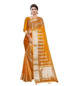 Mustard woven organza saree with blouse