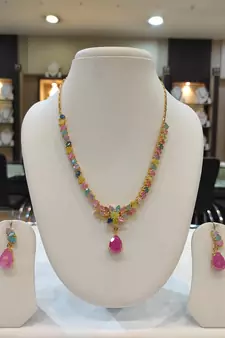 Multicolor diamond necklaces