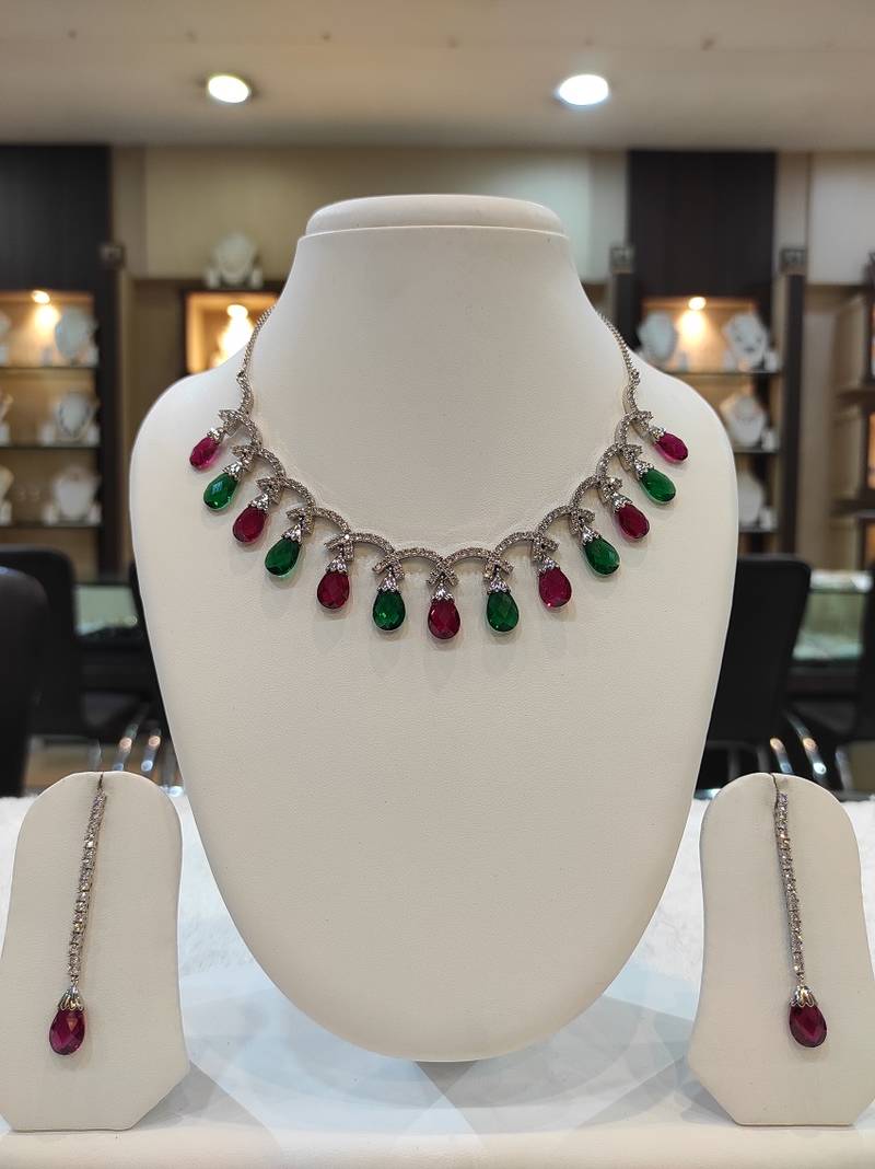 Multicolor diamond necklaces