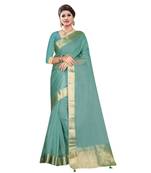 Light green plain organza saree with blouse