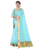 Sky blue plain organza saree with blouse