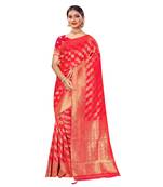 Rose woven organza saree with blouse