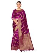 Magenta woven organza saree with blouse