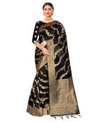 Black woven organza saree with blouse