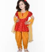 Red Jhabla with Mustard Dhoti with tassels
