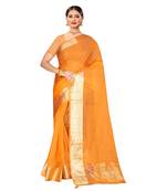Mustard embroidered organza saree with blouse