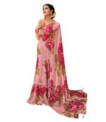 Rose printed pure georgette saree with blouse