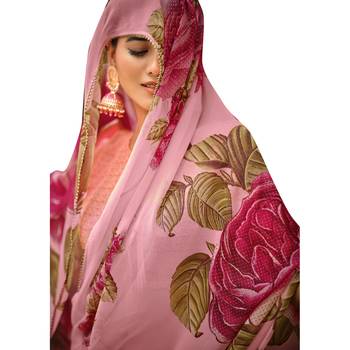 Rose printed pure georgette saree with blouse 2
