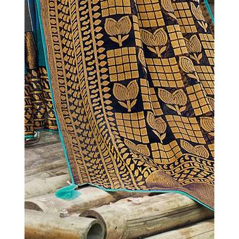 Blue printed brasso saree with blouse 3