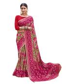 Magenta printed brasso saree with blouse