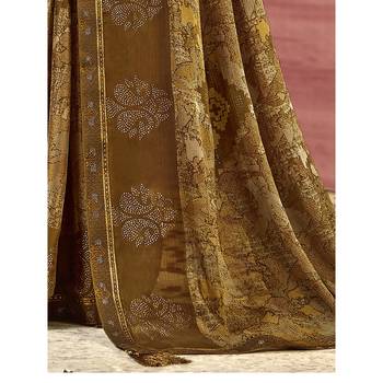 Mehendi printed chiffon saree with blouse 3