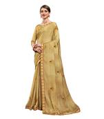 Mustard plain chiffon saree with blouse