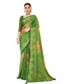 Green printed brasso saree with blouse