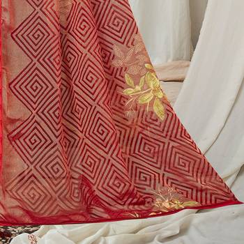 Maroon printed brasso saree with blouse 3