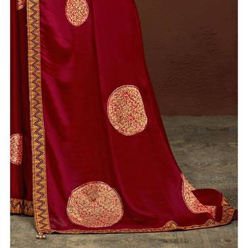 Maroon printed chiffon saree with blouse 3