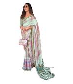 Light green printed chiffon saree with blouse