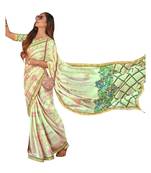 Pear printed chiffon saree with blouse