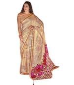 Peach printed chiffon saree with blouse