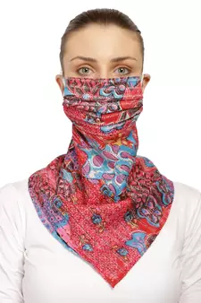 3-Ply Reusable Red & Multi Printed Cotton Scarf Style Fashion Mask