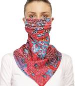 3-Ply Reusable Red & Multi Printed Cotton Scarf Style Fashion Mask