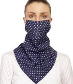 3-Ply Reusable Royal Blue & White Polka Dot Cotton Scarf Style Fashion Mask