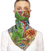 3-Ply Reusable Green & Multi Abstract Printed Cotton Scarf Style Fashion Mask