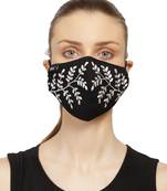 3-Ply Reusable Black & White Leaf Embroidered Cotton Fabric Fashion Mask