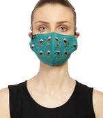 3-Ply Reusable Turquoise & Multi Floral Embroidered Cotton Fabric Fashion Mask