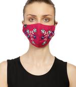 3-Ply Reusable Pink & Multi Floral Embroidered Cotton Fabric Fashion Mask