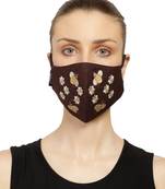 3-Ply Reusable Brown & White Honey Bee Embroidered Cotton Fabric Fashion Mask