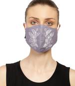 3-Ply Reusable Grey & White Floral Embroidered Cotton Fabric Fashion Mask